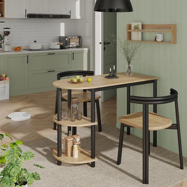Vicco Tavolo Da Cucina Freetown, 110 X 50 Cm Con Ripiani Aperti, Rovere Goldkraft/Nero-image