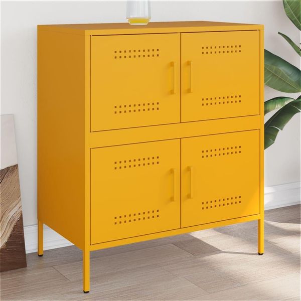 Maison Exclusive - Credenza Giallo Senape 68X39X79 Cm Acciaio-image