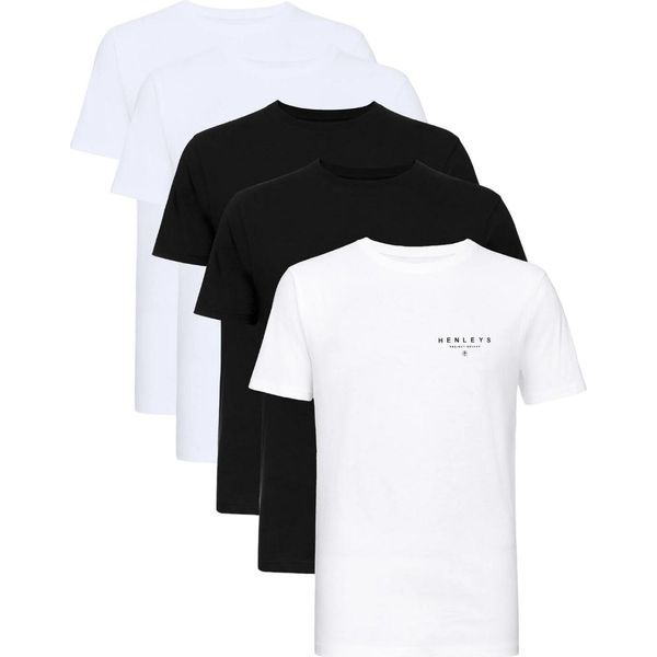 Henleys - Maglietta "Hencinq A"" Da Uomo (Confezione Da 5) BG1607 (Xl) (Bianco/Nero)"-image