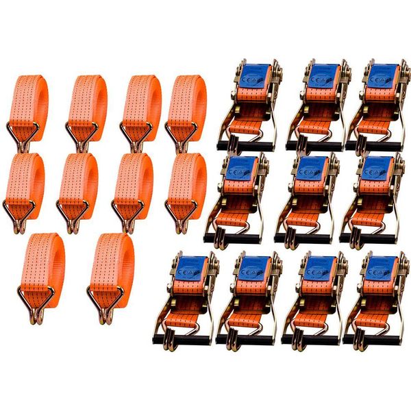 10 Pz Cinghia Di Ancoraggio A Cricchetto 4T Cinghia Di Ancoraggio A Cricchetto 5M 2000 Dan 4000 Dan Kg-image