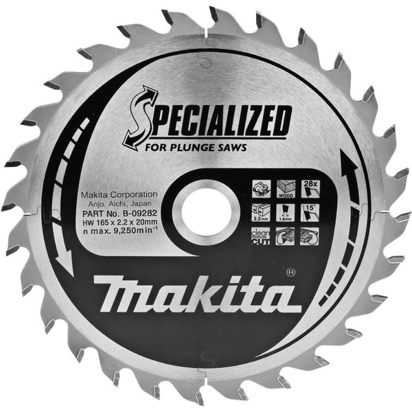 Lama Circolare Makita, Speciale Per Seghe A Tuffo 165 X 20 Mm - 28 Denti-image