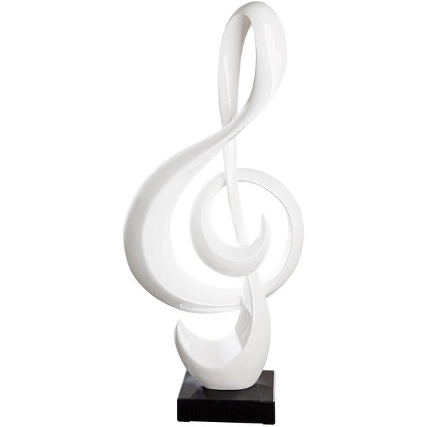 Dekoobjekt Casablanca BY Gilde "Skulptur NotenschlüSsel Weiß H. 83 Cm", Weiß, B:38Cm H:83Cm T:15Cm, Kunstharz, Marmor, Dekofiguren-image