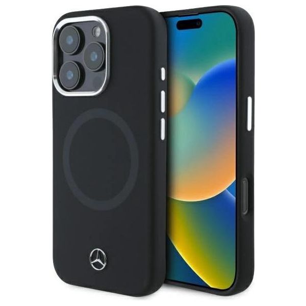 Mercedes Mehmp16X23Suttk Iphone 16 Pro Max 6.9 Czarny/Nero Custodia Rigida In Silicone Logo Tonale Magsafe-image