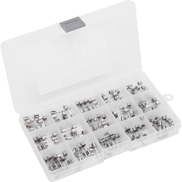 150Pcs Tubo Di Vetro Fusibile Assortito Kit Tool Supplies 0.1A-20A 250V 5X20Mm Con Scatola Di Immagazzinaggio-image