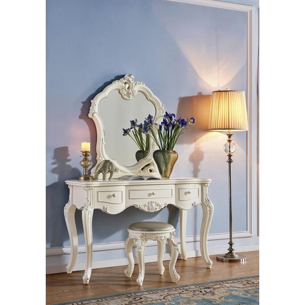 Tavolino Da Camera Con Specchio Console Di Lusso In Vero Legno Camera Da Letto Barocco Rococò-image