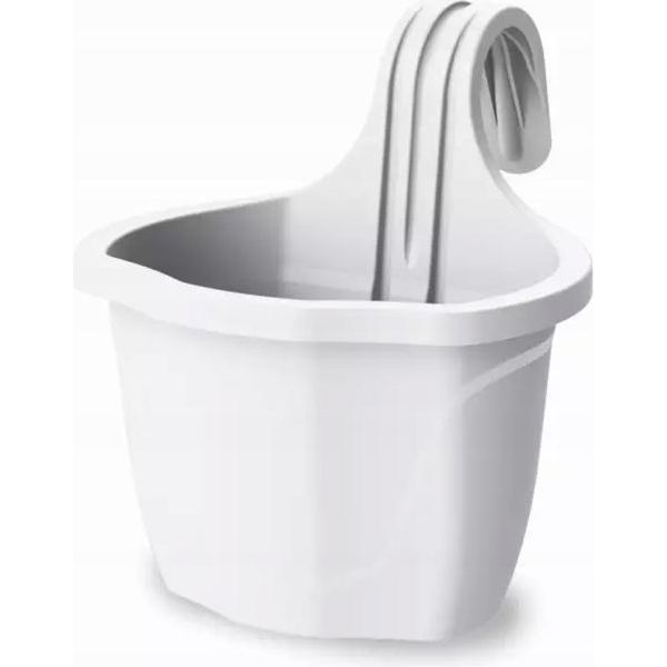 Cassetta Da Balcone Ovale In Plastica Bianca 23X18 Cm, Resistente Alle Intemperie, Con Maniglie, Design Moderno-image