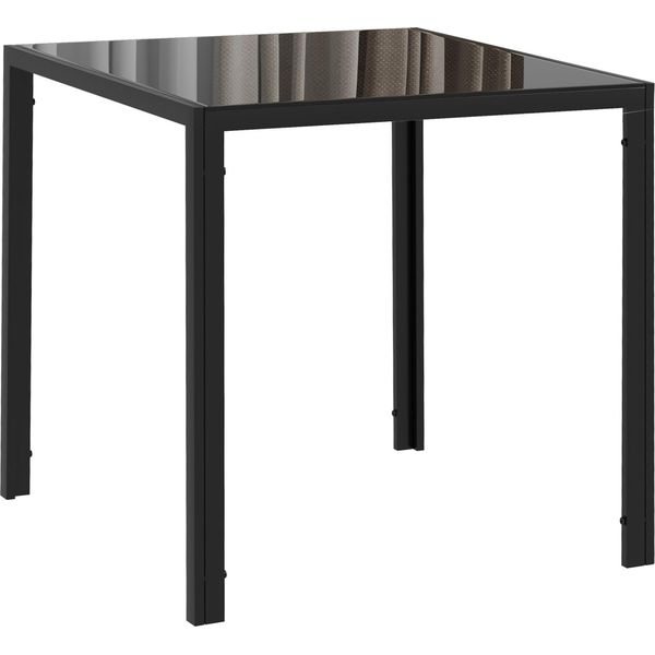 Homcom Tavolo Da Pranzo 75 X 75 Cm, Tavolo Da Cucina Quadrato Per 4 Persone, Tavolo Da Pranzo In Vetro Temperato Con Gambe In Metallo, Tavolo Moderno Per Cucina, Sala Da Pranzo E Soggiorno, Nero-image