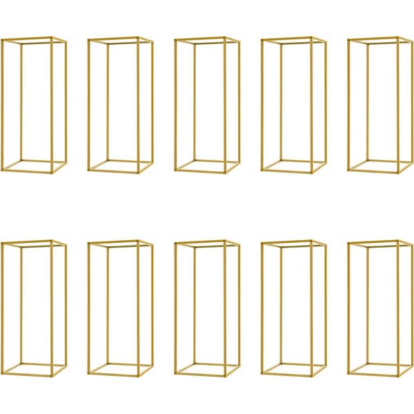 Portafiori In Metallo - Portafiori Da Centro Tavola Per Matrimoni - Altezza 60 Cm - Confezione Da 10 - Per Composizioni Floreali - Oro-image
