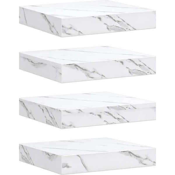 Syfax™ Scaffale Da Parete 4 Pcs Marmo Bianco 23 X 23,5 X 4 Cm-image