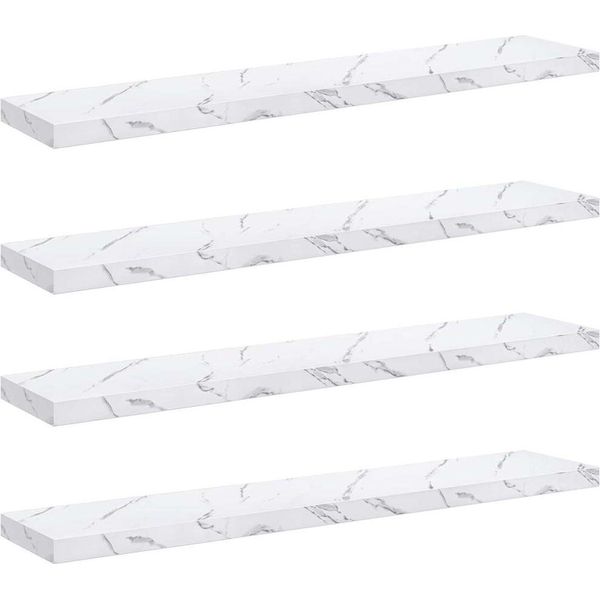 Syfax™ Scaffale Da Parete 4 Pcs Marmo Bianco 120 X 23,5 X 4 Cm-image