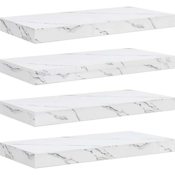 Syfax™ Scaffale Da Parete 4 Pcs Marmo Bianco 50 X 23,5 X 4 Cm-image