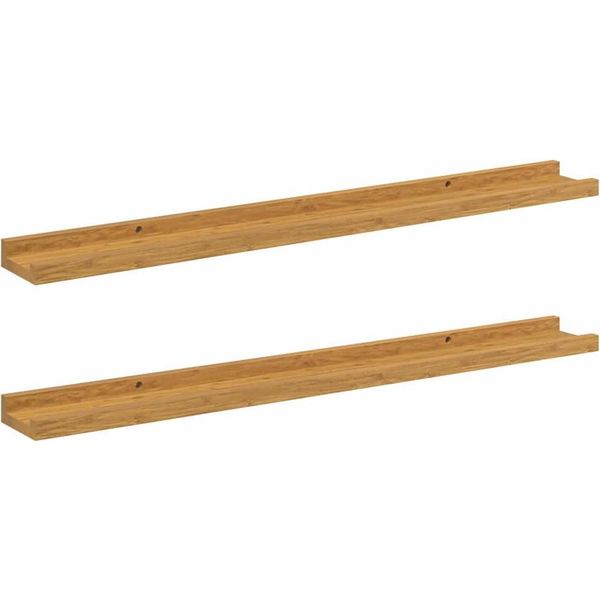 Syfax™ Scaffale Da Parete 2 Pcs Beige 80 X 9 X 3 Cm Legno Multistrato-image