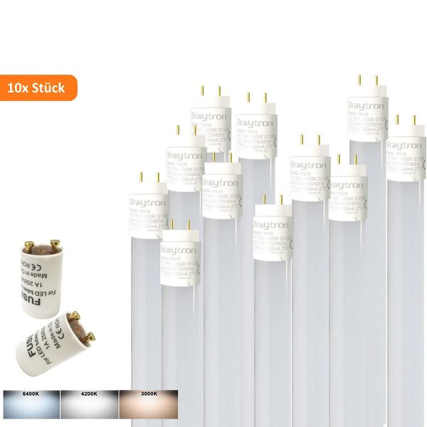10X 150Cm Tubo Led G13 T8 Tubo Fluorescente / 24W Bianco Caldo (3000K) 2430 Lumen Angolo Di Emissione 270° / Incl. Starter 10-Pack/ Copertura Bianco Lattiginoso-image