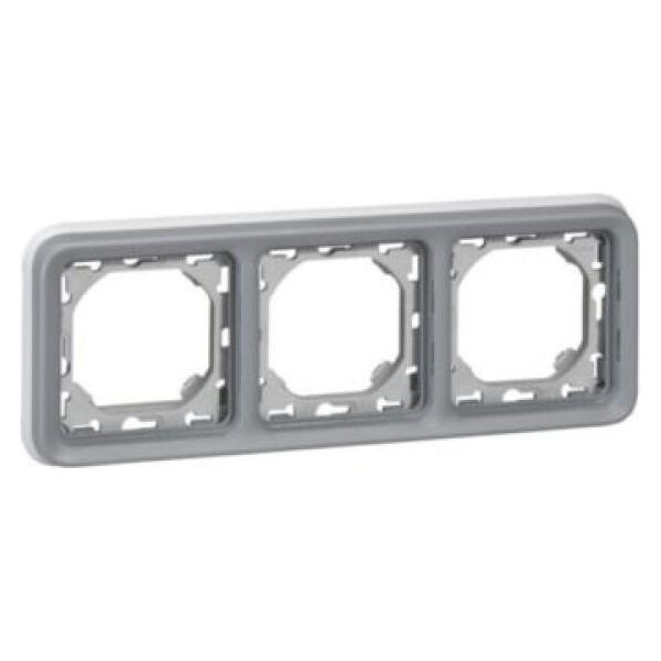 Legrand Plexo55 Telaio Di Copertura Modulare A Prova Di Umidità A 3 Ingressi Orizzontale A Prova Di Umidità Per Montaggio In Superficie Grigio 069687-image