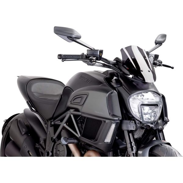 Cupolino Regolabile Puig Naked Sport Fumè Scuro Omologato Abe Per Ducati Diavel-image