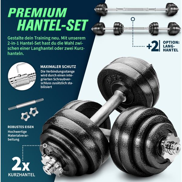 Re:Sport® Set Di Manubri In Ghisa Da 40 Kg Set Di Bilancieri Set Di Piastre Per Pesi Manubri-image