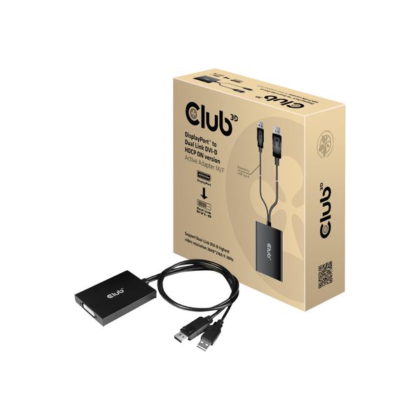 Club3D CLUB3D Adattatore Attivo M/F Da Displayport A Dual Link DVI-D Hdcp Versione Off Per Display Apple Cinema-image