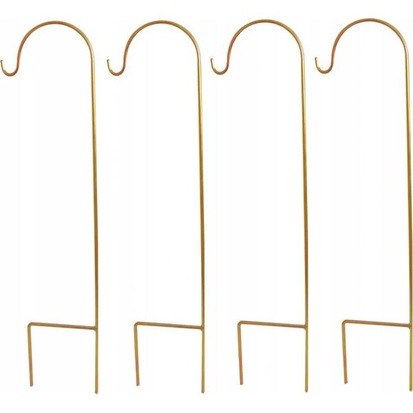 Ganci Da Giardino Dorati 4 Pezzi Ganci Da Giardino 90 Cm In Metallo, Asta Da Giardino Con Gancio, Supporto Per Decorazioni Nuziali, Mangiatoie Per Uccelli, Luci Natalizie, Lanterne, Luci Solari E Palline Da Fiori-image