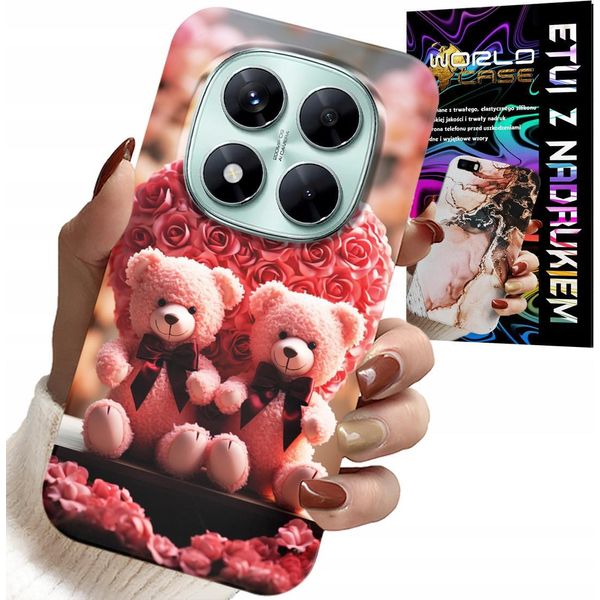 Custodia Per Xiaomi Note 14 Pro+ 5G - Rose Teddy Bear Family Heart + Glass-image