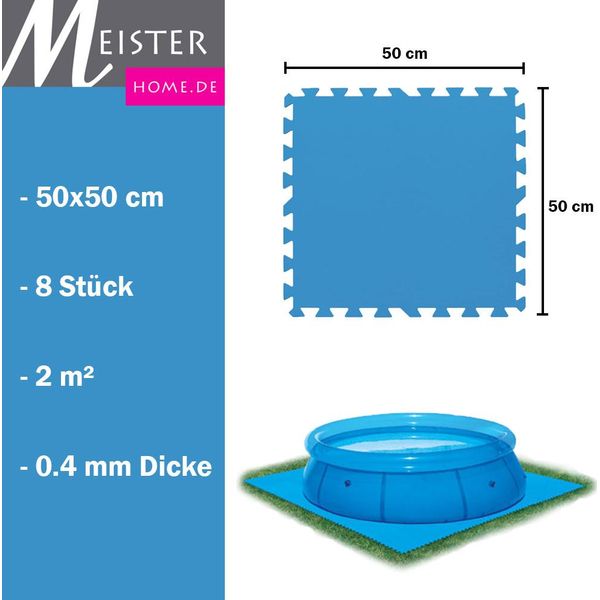 Meisterhome® Tappetino Per Piscina Tappetino Sottotappeto Tappetino Di Protezione Per Piscina E Piscina Per Bambini - 8 Pezzi à 50X50Cm (2M²)-image