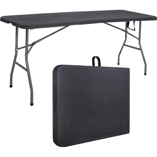 Tavolo Pieghevole Tavolo Da Buffet Tavolo Da Giardino 180Cm Tavolo Da Campeggio Pieghevole Da Giardino - Nero-image