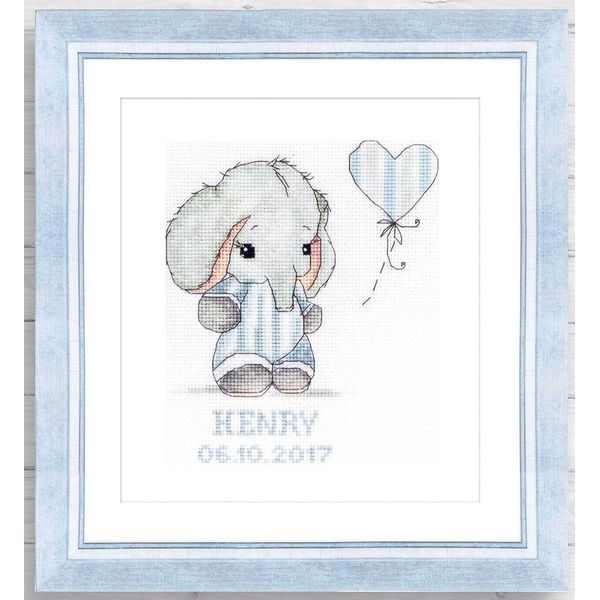 Luca-S Set Per Punto Croce Con Cornice "Baby Boy I"", Schema Contato, 27X29,5 Cm"-image