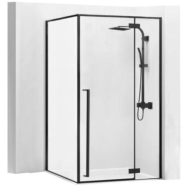 Cabine Doccia Rea Fargo Black 80X100 U + Piatto Doccia Savoy White-image