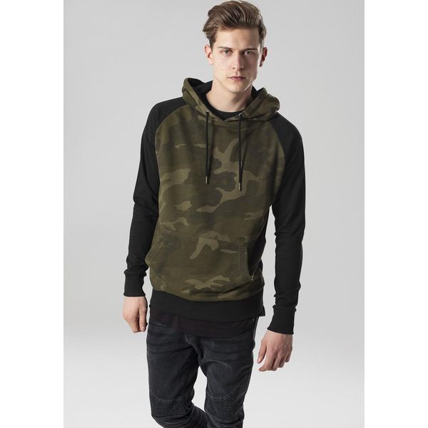 Urban Classics Camo Contrast Raglan Hoody Oliva Camo/Blu - S-image