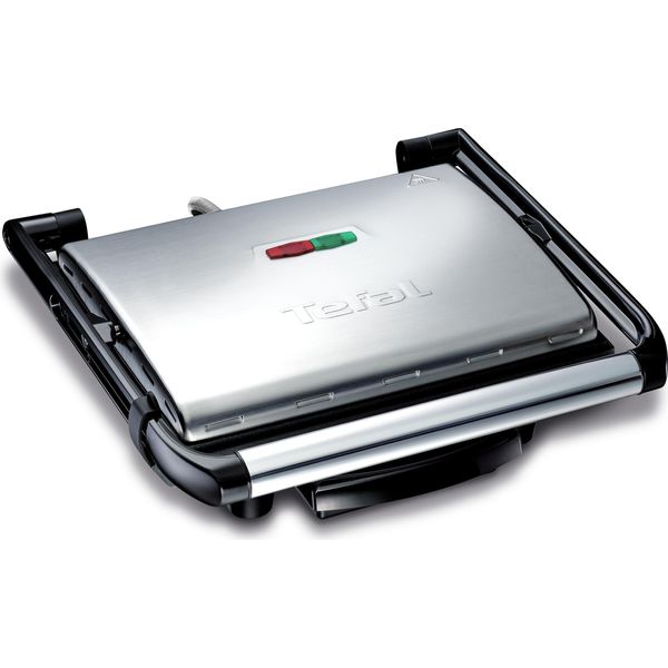 Griglia A Contatto Tefal GC241D Inicio In Acciaio Inox, Superficie Grill 29 X 26 Cm, Piastre Con Rivestimento Antiaderente, Termostato Integrato-image