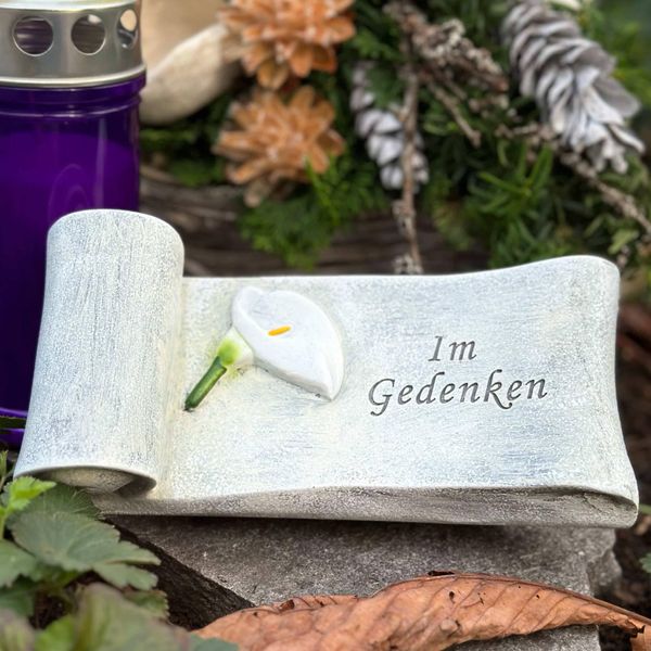 Eberin - Pergamena Commemorativa - Pergamena Commemorativa Decorativa - Pergamena In Pietra Per La Decorazione Della Tomba - Pergamena In Calla Con La Scritta "In Memoria"""-image