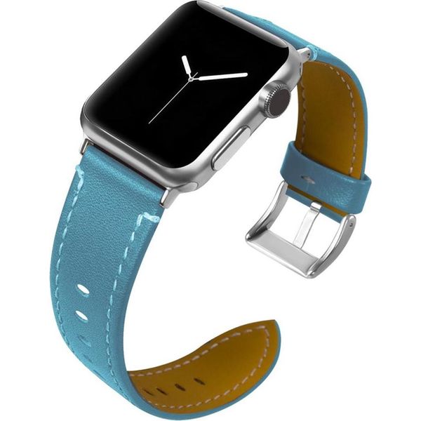 Cinturino In Pelle Per Apple Watch 49/45/44/42Mm Serie Retro Ultra/10/9/8/7/6 Blu-image
