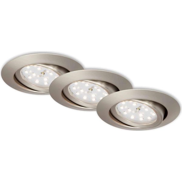 Lampada Da Incasso A Led, Set Da 3, Orientabile IP23 Ø8,2 Cm 3 W Nichel Opaco Metallo Briloner-image