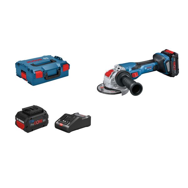 Smerigliatrice Angolare Bosch Professional Gwx 18V-15 C, 1500W, 11000 Giri/Min, Diametro Disco 125 Mm, 2 Batterie Procore 5,5Ah, Caricatore Gal 1880 Hp, L-Boxx, Blu-image