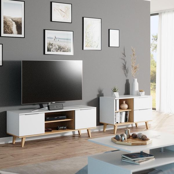 Vicco Cassettiera Per Camera Da Letto Nautica, 90 X 61 Cm, Bianco/Sonoma-image