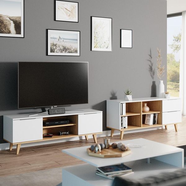 Vicco Cassettiera Per Camera Da Letto Nautica, 134.1 X 61 Cm, Bianco/Sonoma-image