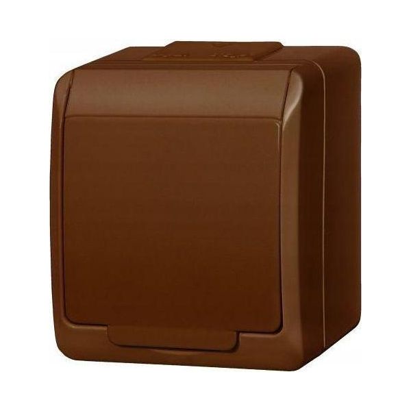 Presa Singola Con Messa A Terra, IP44 Marrone Hermes 0321-06 ELEKTRO-PLAST Nasielsk-image