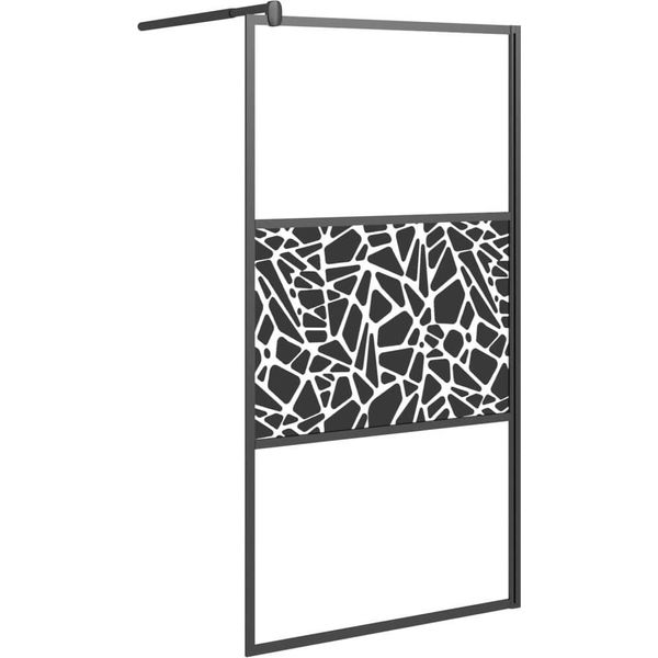 Vidaxl Schermo Doccia Per Cabina Doccia 100X195Cm Esg Design Pietra Nero-image