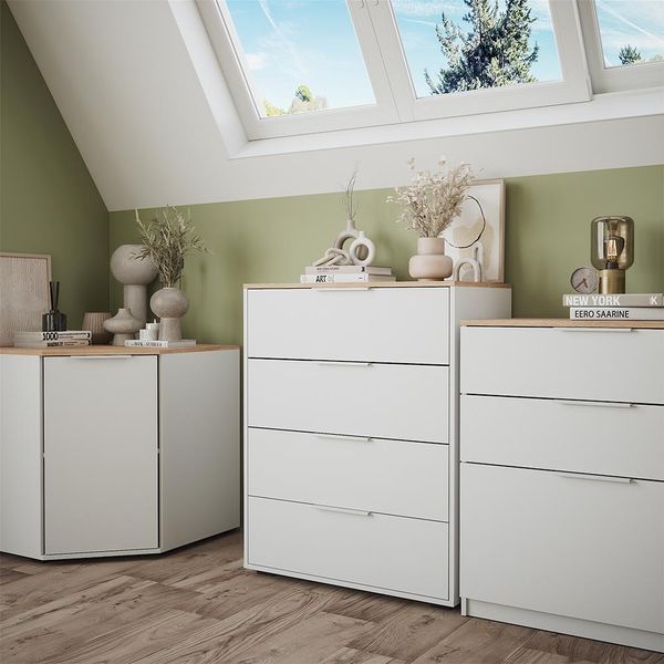 Vicco Credenza Betti, 80 X 101.9 Cm Con 4X Cassetti, Bianco/Sonoma-image