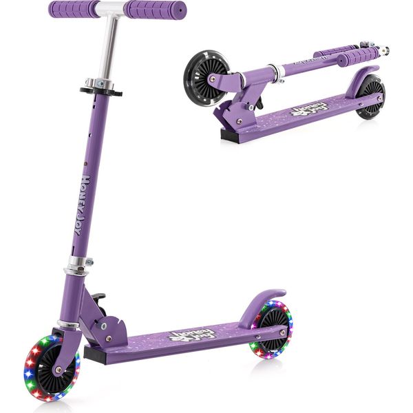 Costway Scooter Scooter Per Bambini, Monopattino A Pedali Con Ruote A Led, Manubrio Pieghevole, Monopattino Per Bambini Regolabile In Altezza, Monopattino Da Città Per Bambini E Bambine Dai 3 Anni In Su-image