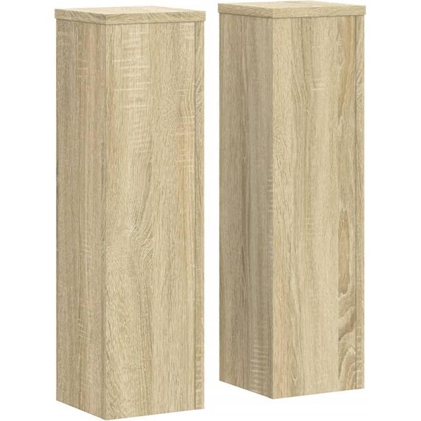 Vidaxl Supporto Per Piante 2 Pezzi Rovere Sonoma 17X17X60 Cm Materiale A Base Di Legno-image