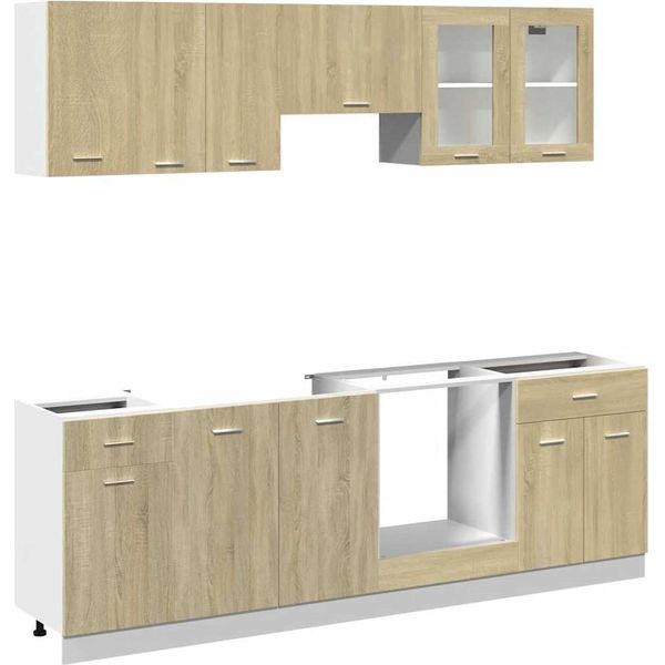 Vidaxl Set Di Armadietti Da Cucina 8 Pezzi Lyon Sonoma In Legno Di Quercia-image