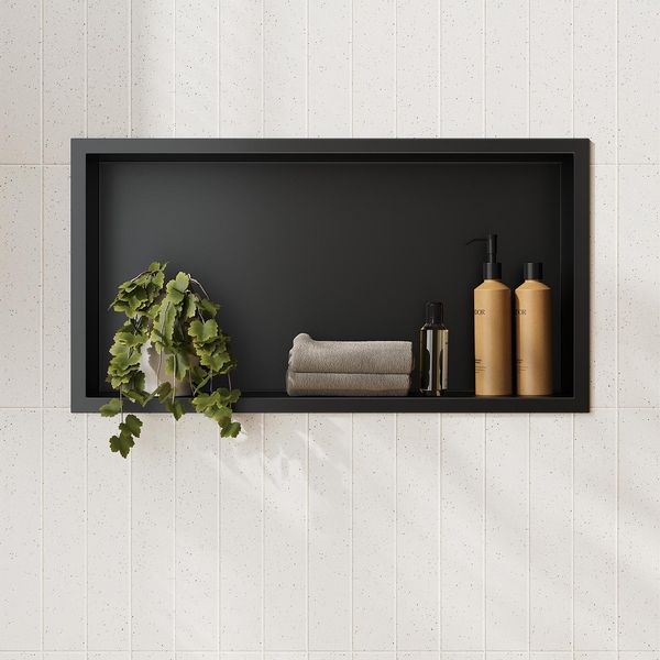 Sonni Nicchia Doccia 60X30X10Cm Nero Mensola Da Incasso Per Nicchia In Acciaio Inox-image