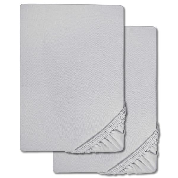 Castell Lenzuolo Fitted In Microfibra Interlock Jersey Grigio Argento 90 X 190 - 100 X 200 Cm In Confezione Da 4 Pz-image