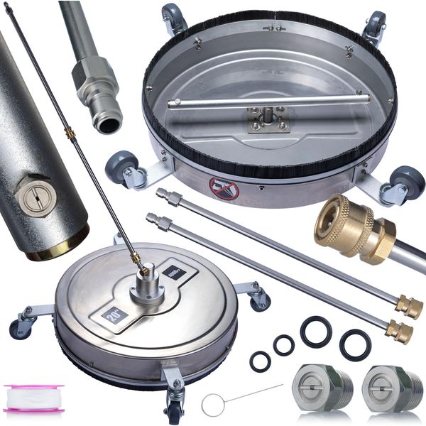 Rosfix Set Surface Cleaner 50 Cm Acciaio Inox – 275 Bar, Attacco Rapido Da 3/8”, 2 Ugelli, 2 Lance | Per Il Lavaggio Ad Alta Pressione Di Cortili-image