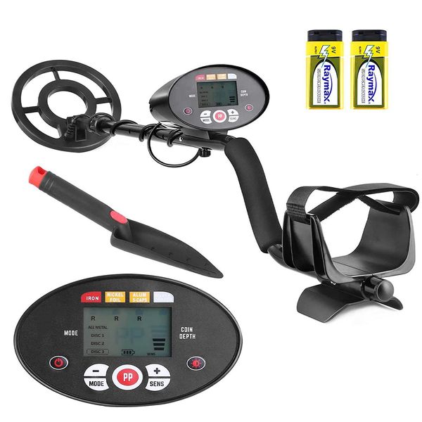 Metal Detector Con Lcd - Leggero, Bobina Impermeabile, Impugnatura Regolabile, Modalità Disc/Pinpoint, Incl. Batterie E Pala-image