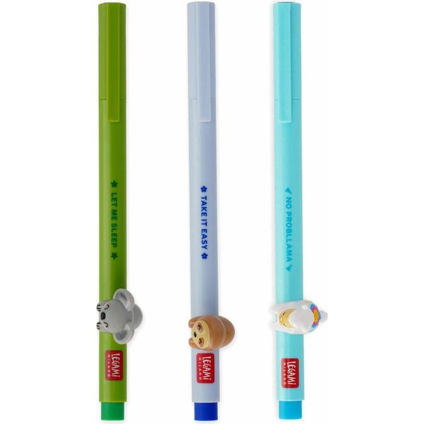 Legami Gel Pen Lovely Friends Set, 3 Pezzi, Con Decorazione Di Animali, Penna Gel, Penna Gel, Bradipo, Lama, Koala-image