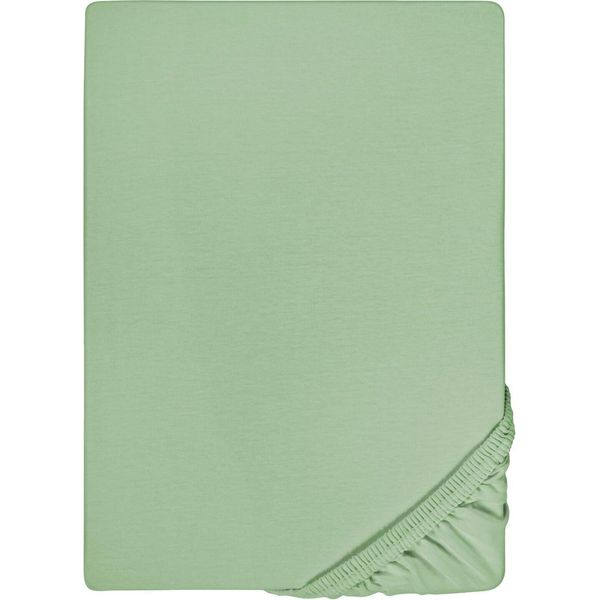 Lenzuolo Teso In Microfibra Interlock Jersey Verde 90 X 190 - 100 X 200 Cm-image