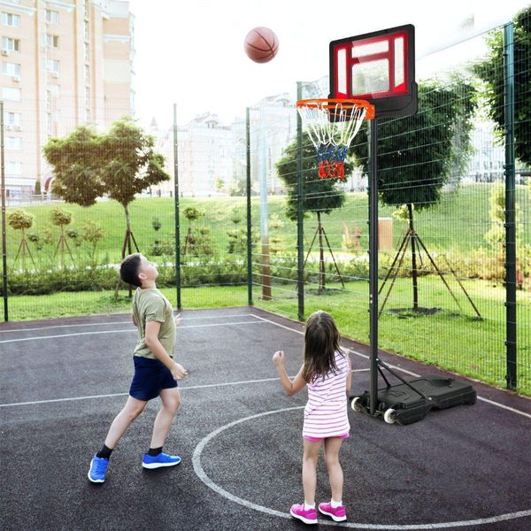 Canestro Da Basket Per Bambini. Supporto Per Canestro Resistente Alle Intemperie Con Altezza Regolabile Da 90-210 Cm-image