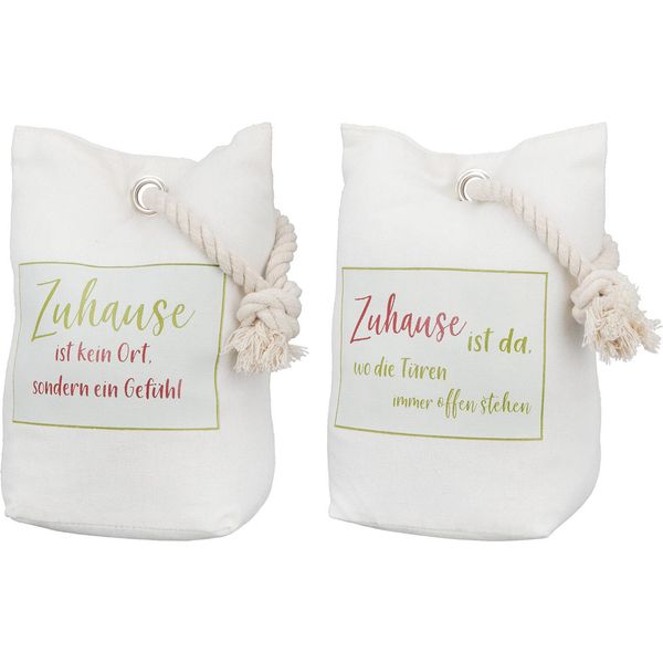 Gilde TüRstopper, "Zuhause"", Spruch, Stoff, Weiß, Ve 6, 2 StüCk Wie Abgebildet,, L. 10 Cm, B. 14 Cm, H. 20 Cm 50777"-image