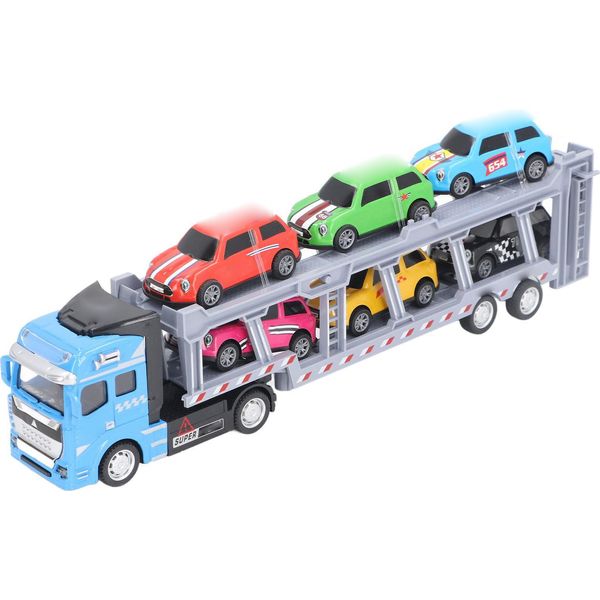 Camion Trasportatore Con 6 Piccoli Giocattoli Interattivi Staccabili Per Bambini, Blu-image